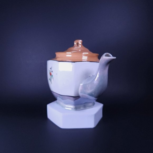 Vintage Peach Lusterware Teapot / Japanese Teapot Handpainted - Picture 3 of 7
